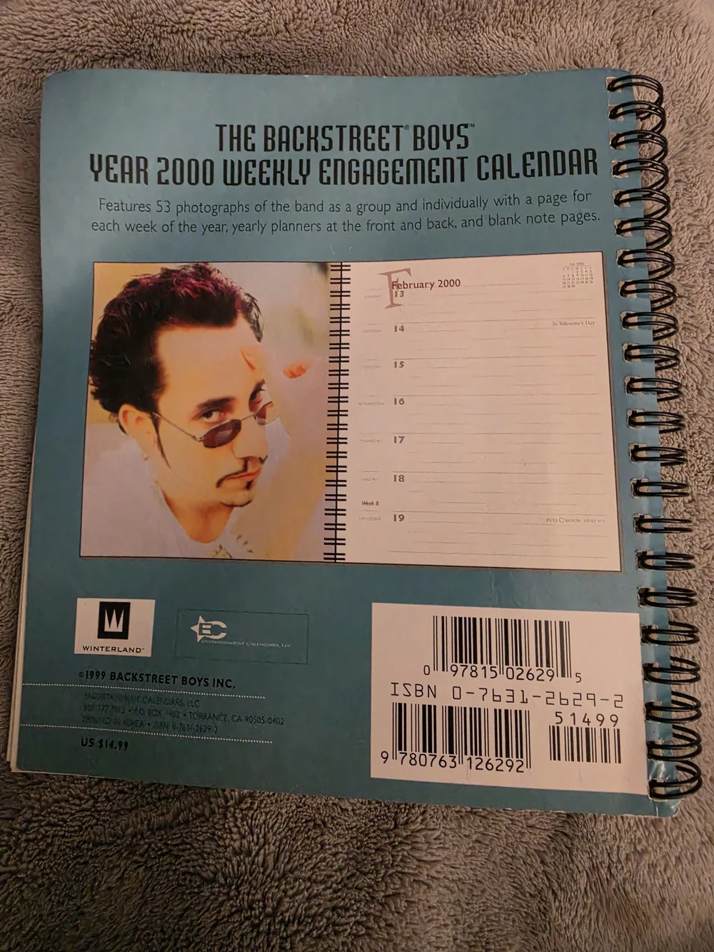 Vintage 2000 Backstreet Boys Weekly Engagement Planner